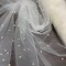 1 Yard 2-Way Stretch Net Mesh Fabric with Scattered Pearls 60" Wide Soft Tulle for Gowns, Veils, and Special Occasion Wear